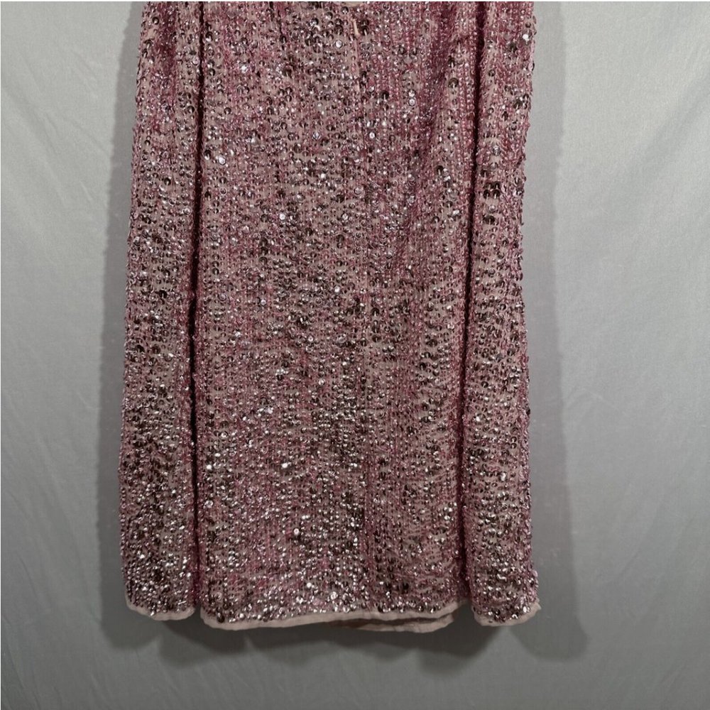 NWT $298 Mac Duggal‎ [ 12 ] Sequin Cocktail Slip Mini Dress Raspberry Pink Q592 - Picture 12 of 16